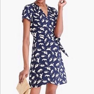J. Crew Navy Cheetah Animal Print Wrap Dress
